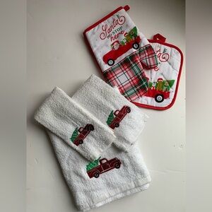 Rustic Red Truck Holiday Kitchen Bundle - 5 Pieces